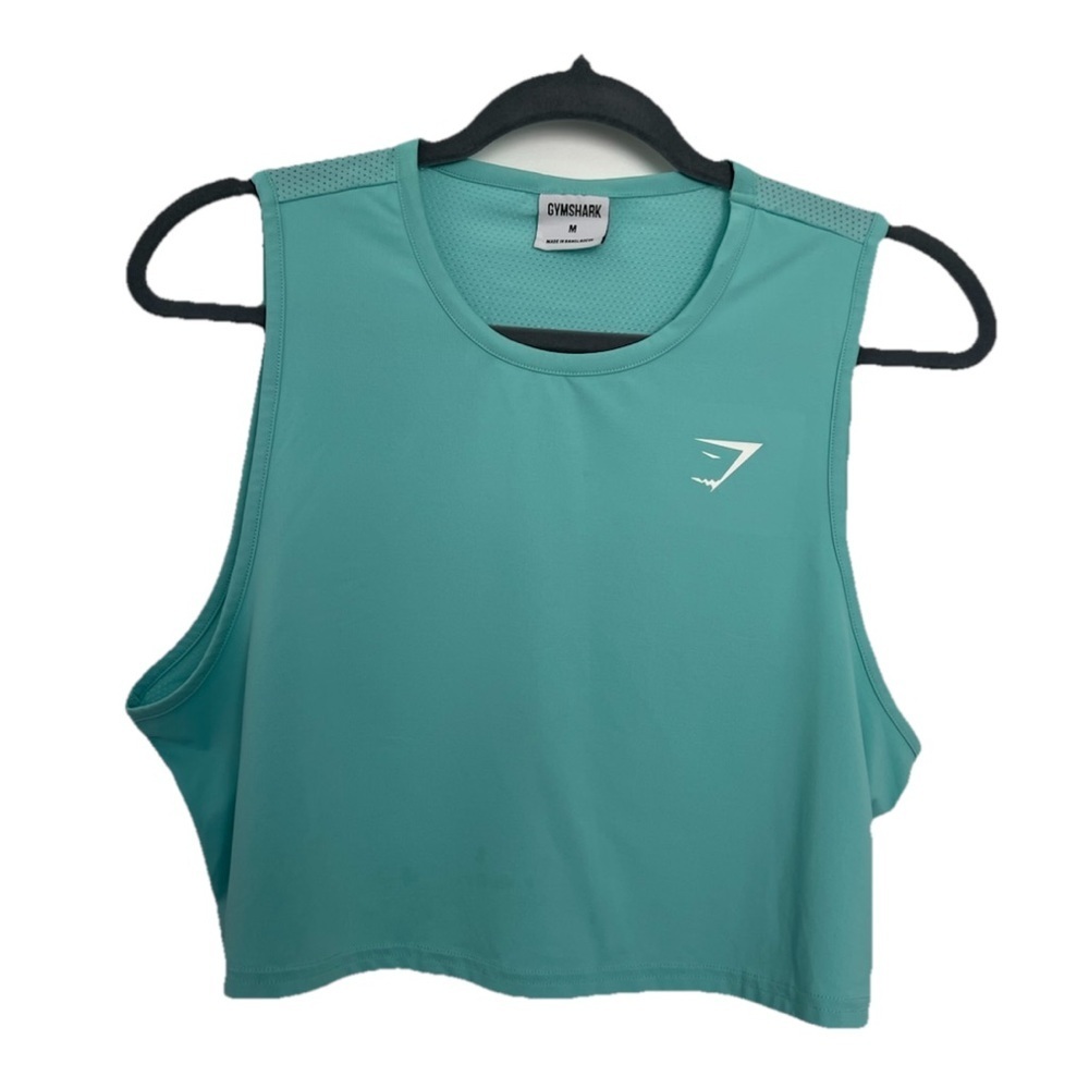 Women’s Gymshark Sleeveless Cropped‎ Athletic Tank/Shirt Size M Blue (0472)